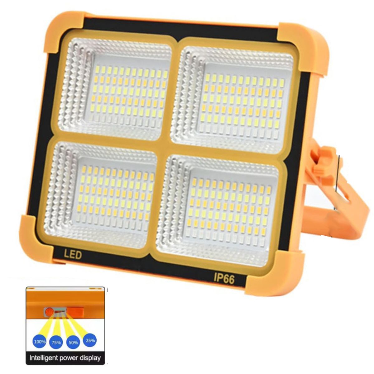 GENERICO - Reflector Lampara Luz LED Recargable con Panel Solar Portatil
