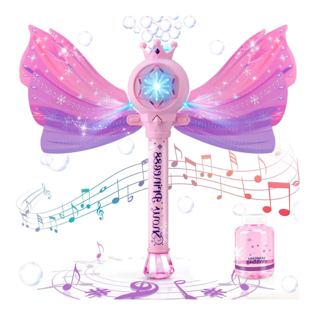 GENERICO - Varita de burbujas con sonidos luces y efectos tipo princesa