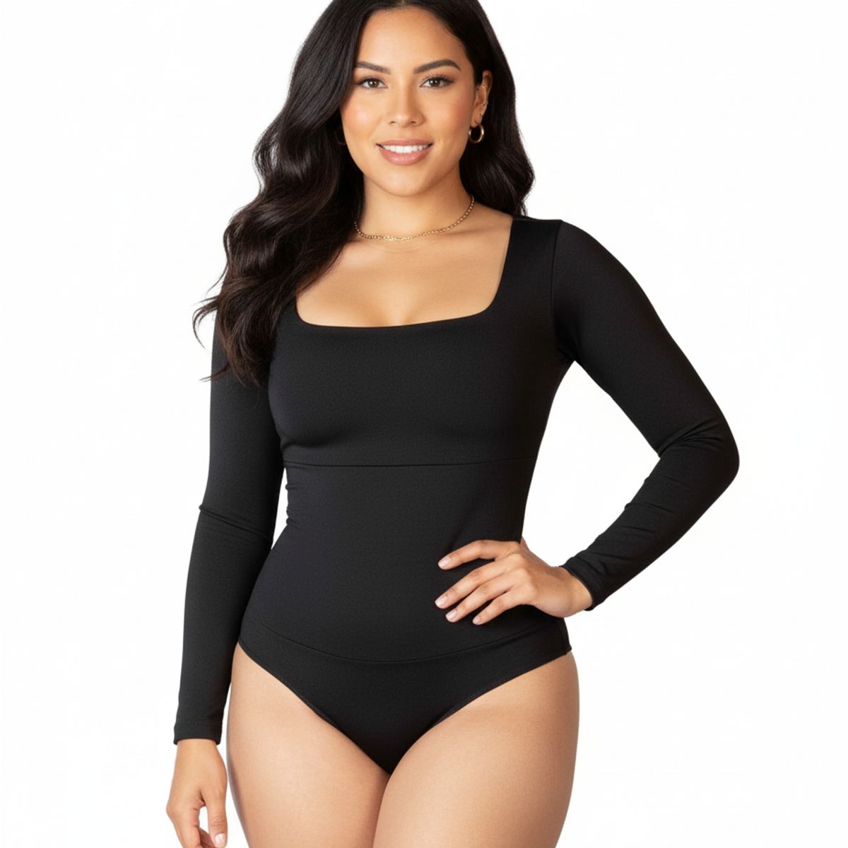 COLOMBIANA - BODY FAJA MODELADOR EFECTO LIPO MANGA LARGA CUELLO