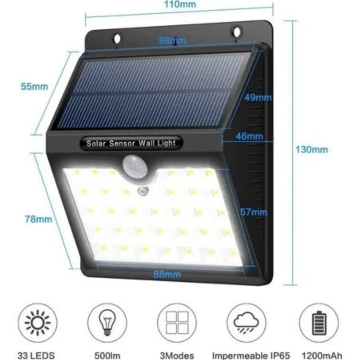 GENERICO - Foco Solar Led Lampara Con Sensor Movimiento