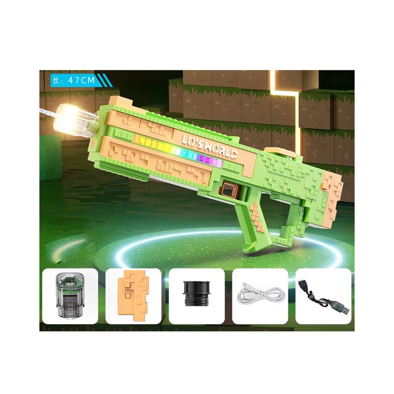 GENERICO - Pistola Agua electrica tipo Minecraft con luces y efectos tipo B