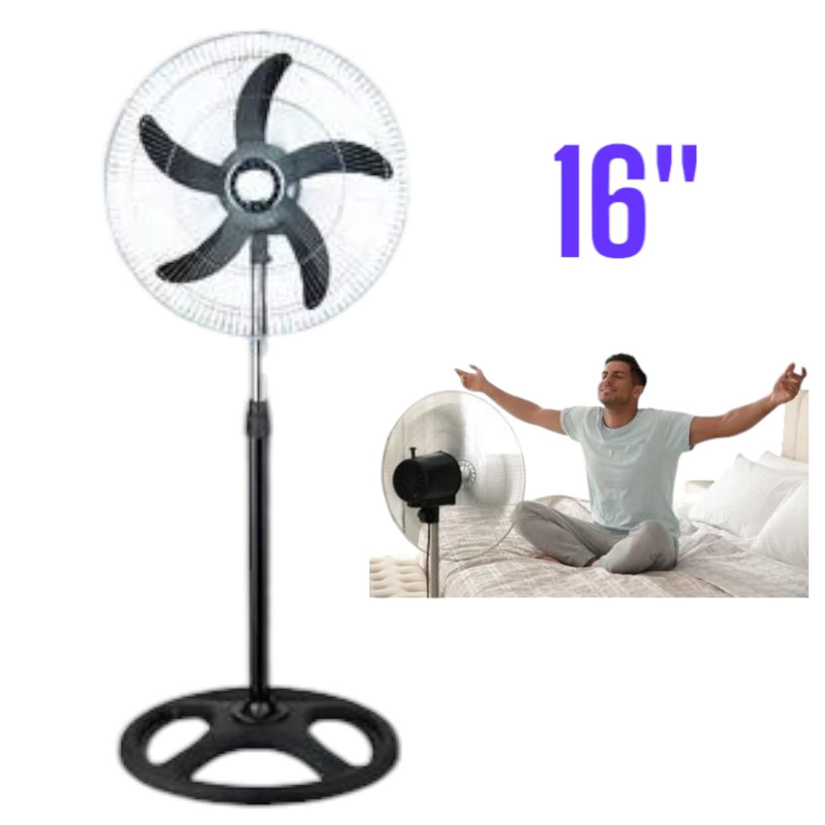OEM - Ventilador de Pedestal 16 Ajustable Silencioso