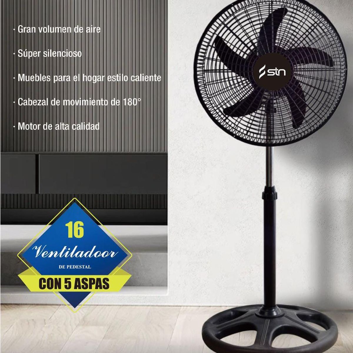 OEM - Ventilador de Pedestal 16 Ajustable Silencioso