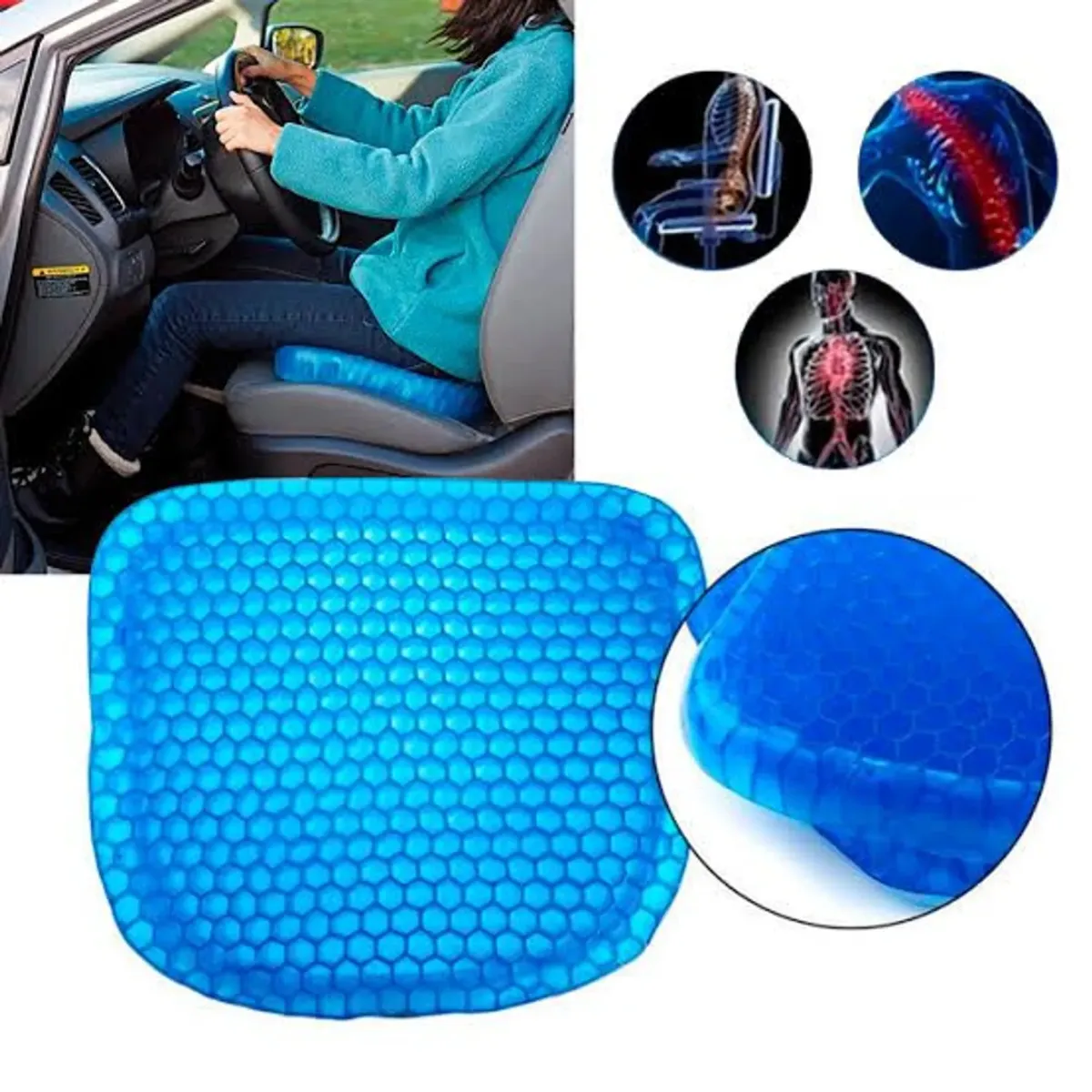 GENERICO - Cojín Asiento de Gel Ergonómico para sillas de 600grms
