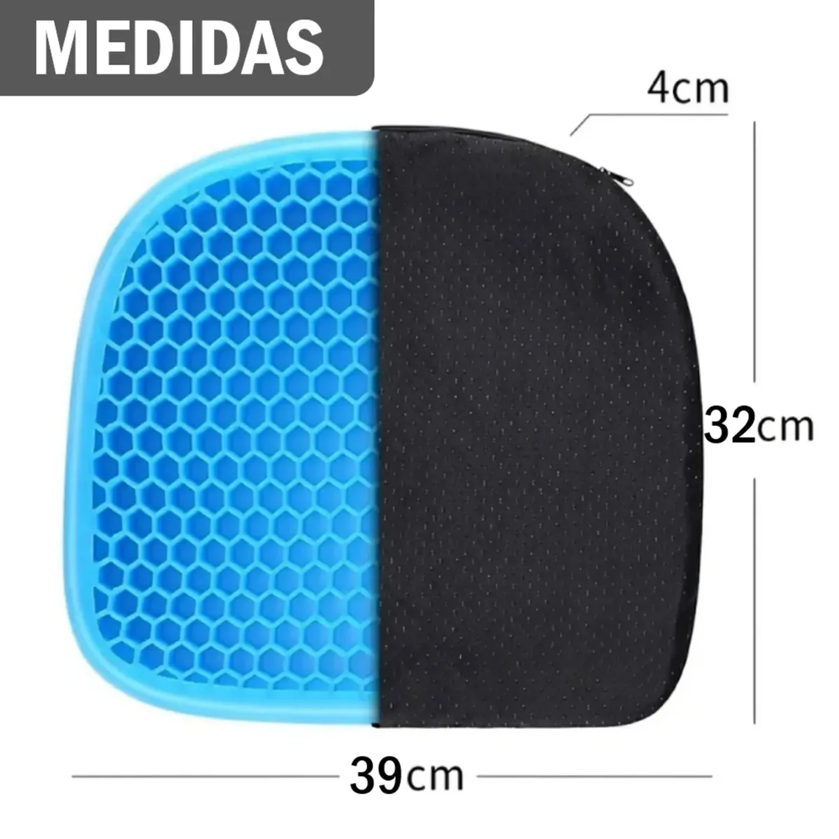 GENERICO - Asiento Cojín de Gel Ortopédico con Funda- 600 GR