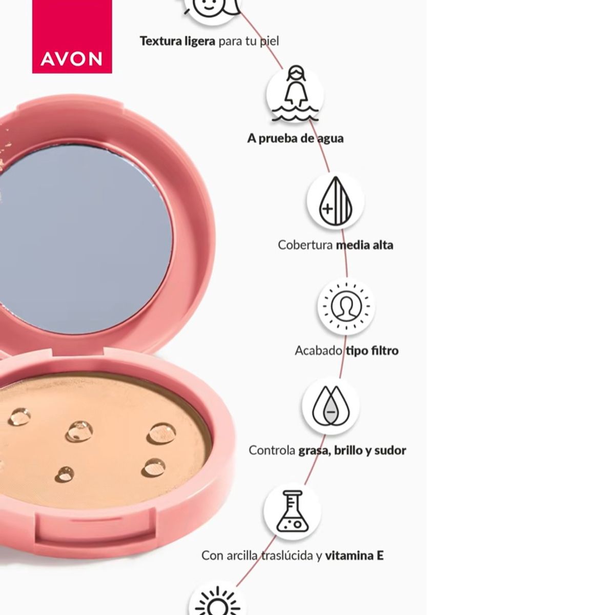 AVON - Polvo Compacto Mate A Prueba De Agua tono OSCURO Avon