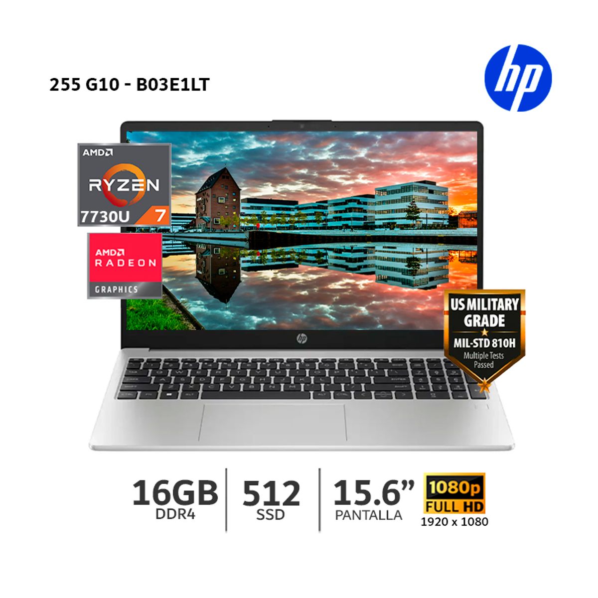 HP - Laptop HP 255 G10 AMD Ryzen 7 7730U, 16Gb Ram, 512Gb SSD, 15.6"FHD - B03E1LT