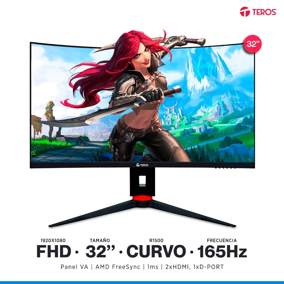 TEROS GAMING - Monitor Teros TE-3215G 32 VA Curvo1920x1080 Full HD 165HZ 1MS