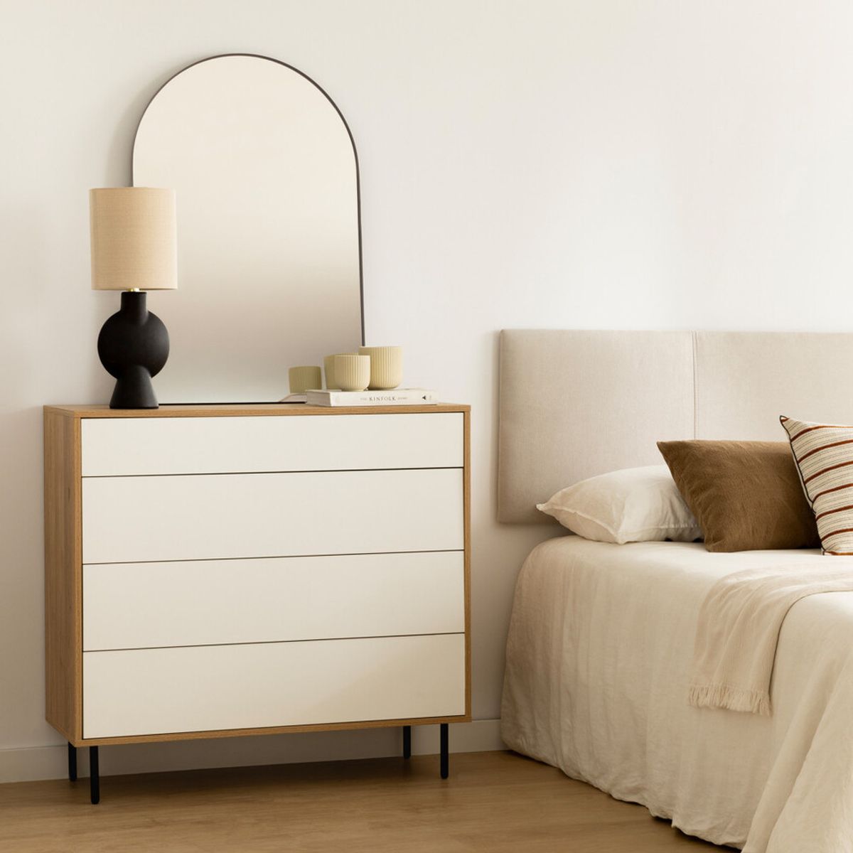 R&R MUEBLES - Cómoda Moderna Alma 4 Cajones DunaBlanco R&R MUEBLES