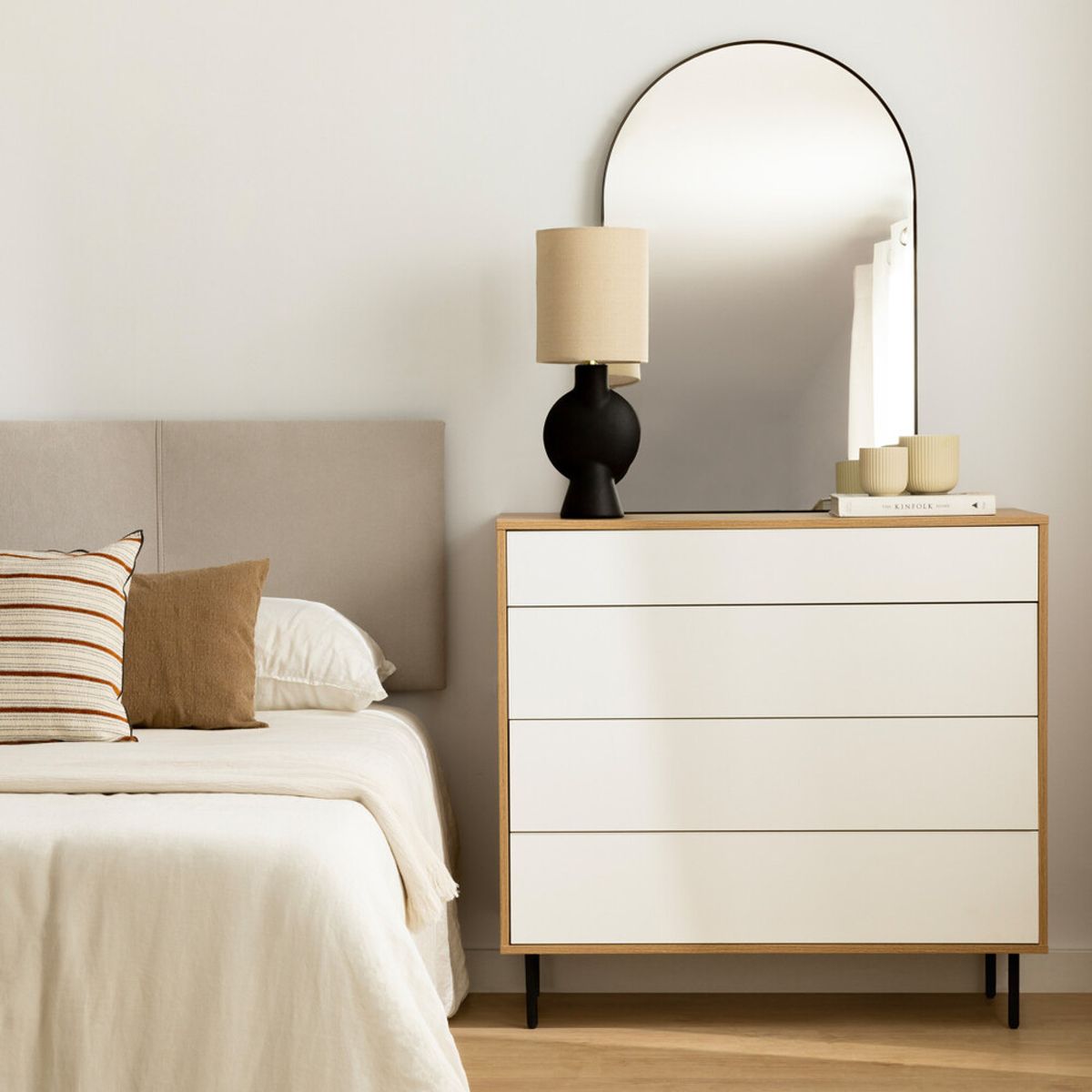 R&R MUEBLES - Cómoda Moderna Alma 4 Cajones DunaBlanco R&R MUEBLES