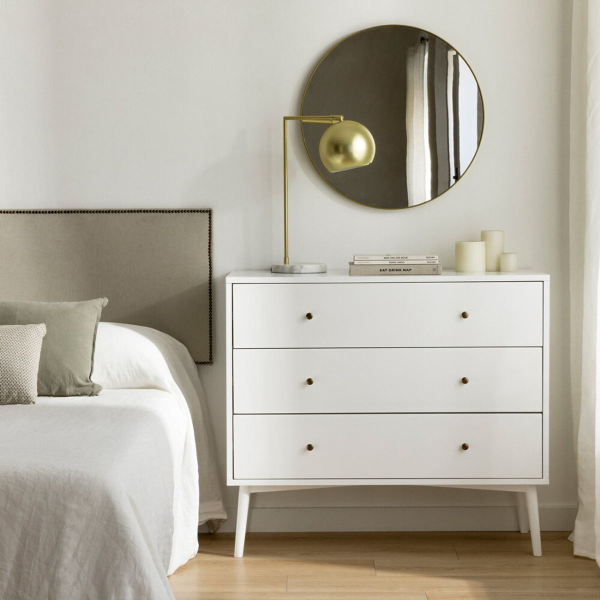 R&R MUEBLES - Cómoda Moderna Yolet 3 Cajones Blanco R&R MUEBLES