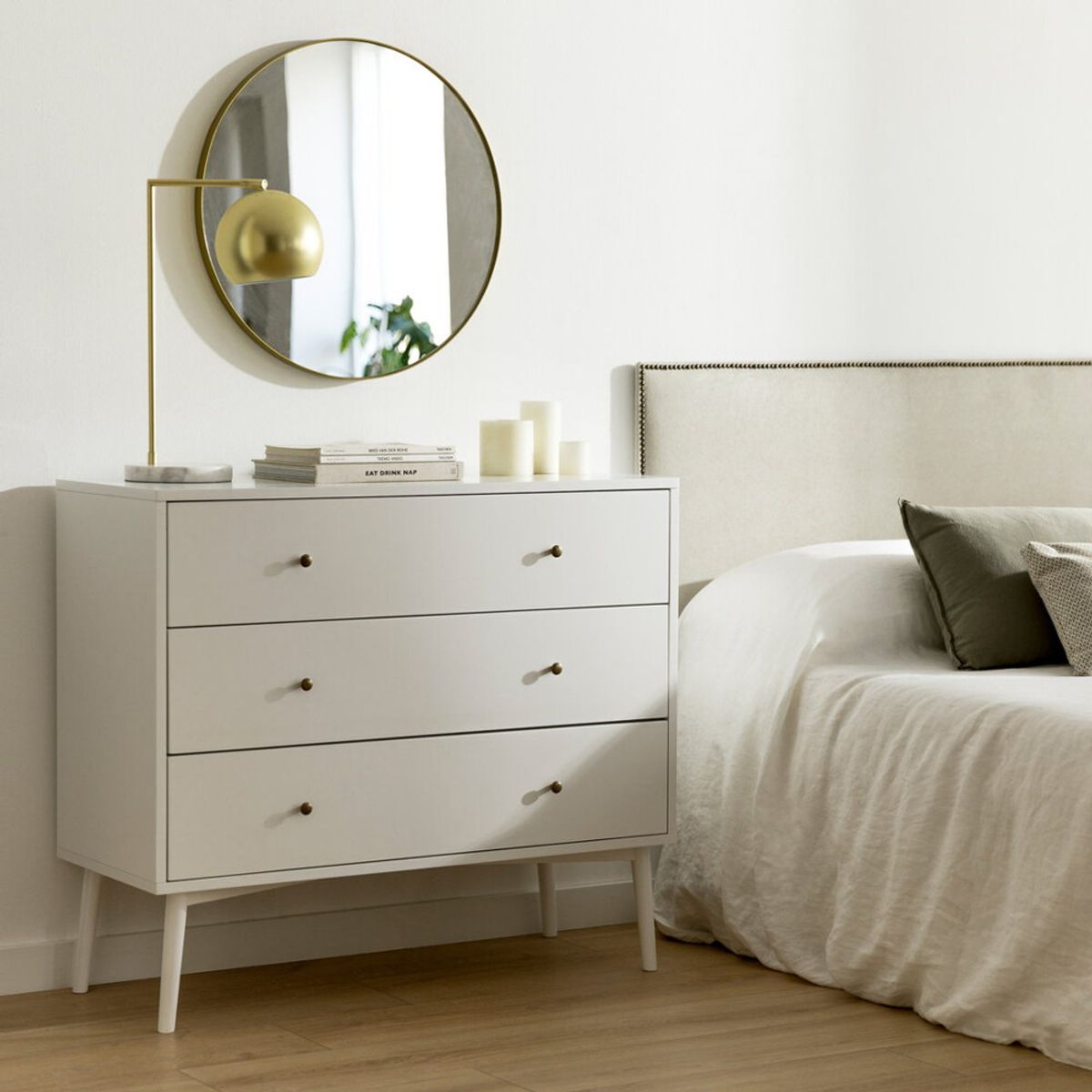 R&R MUEBLES - Cómoda Moderna Yolet 3 Cajones Blanco R&R MUEBLES