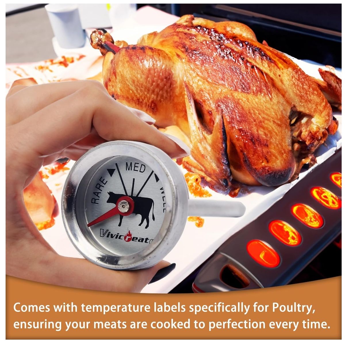 GENERICO - TERMÓMETRO DE PARRILLA PINCHA CARNE COCINA