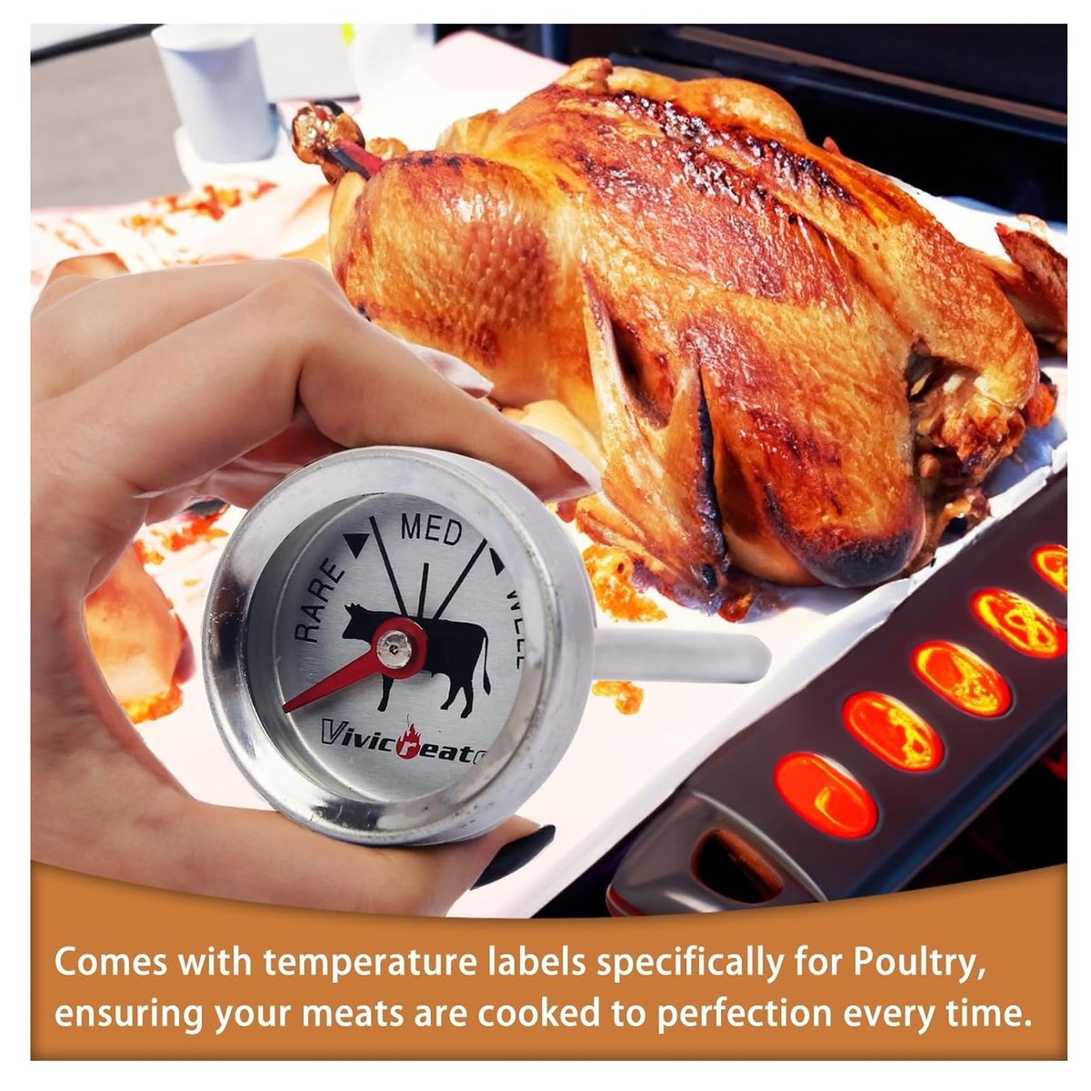 GENERICO - TERMÓMETRO DE PARRILLA PINCHA CARNE COCINA