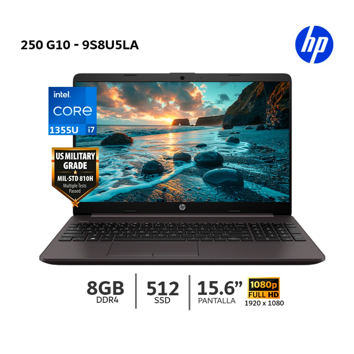 HP - Laptop HP 250 G10 Intel Core I7-1355U, 8Gb Ram, 512Gb SSD, 15.6"HD - 9S8U5LA