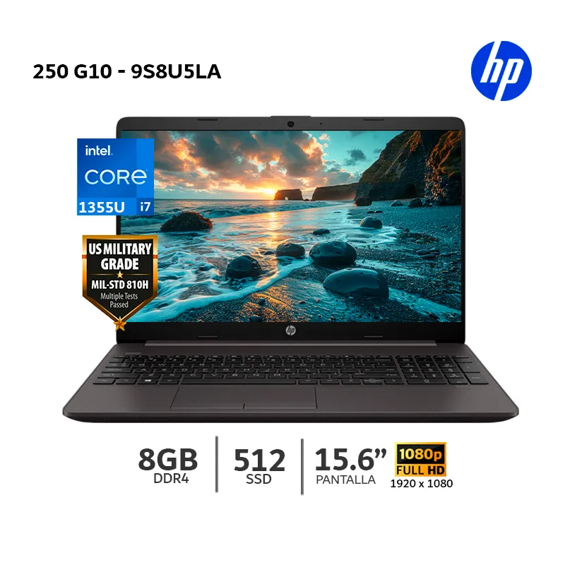HP - Laptop HP 250 G10 Intel Core I7-1355U, 8Gb Ram, 512Gb SSD, 15.6"HD - 9S8U5LA