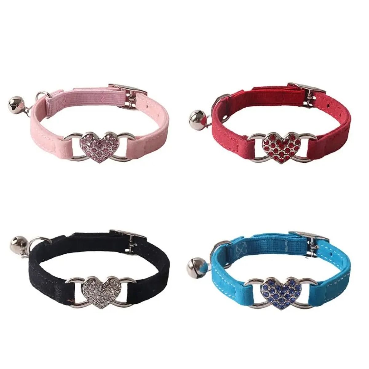 CATITO - COLLAR PARA GATO GAMUZA CON DIJE DE CORAZÓN CELESTE