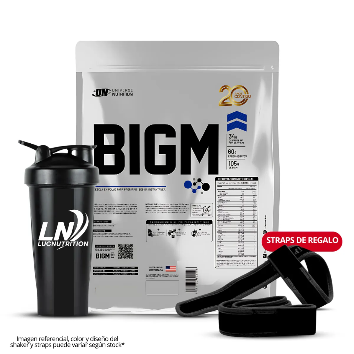 UNIVERSE NUTRITION - BIGM 5 Kg Cookie and cream + Shaker + Straps