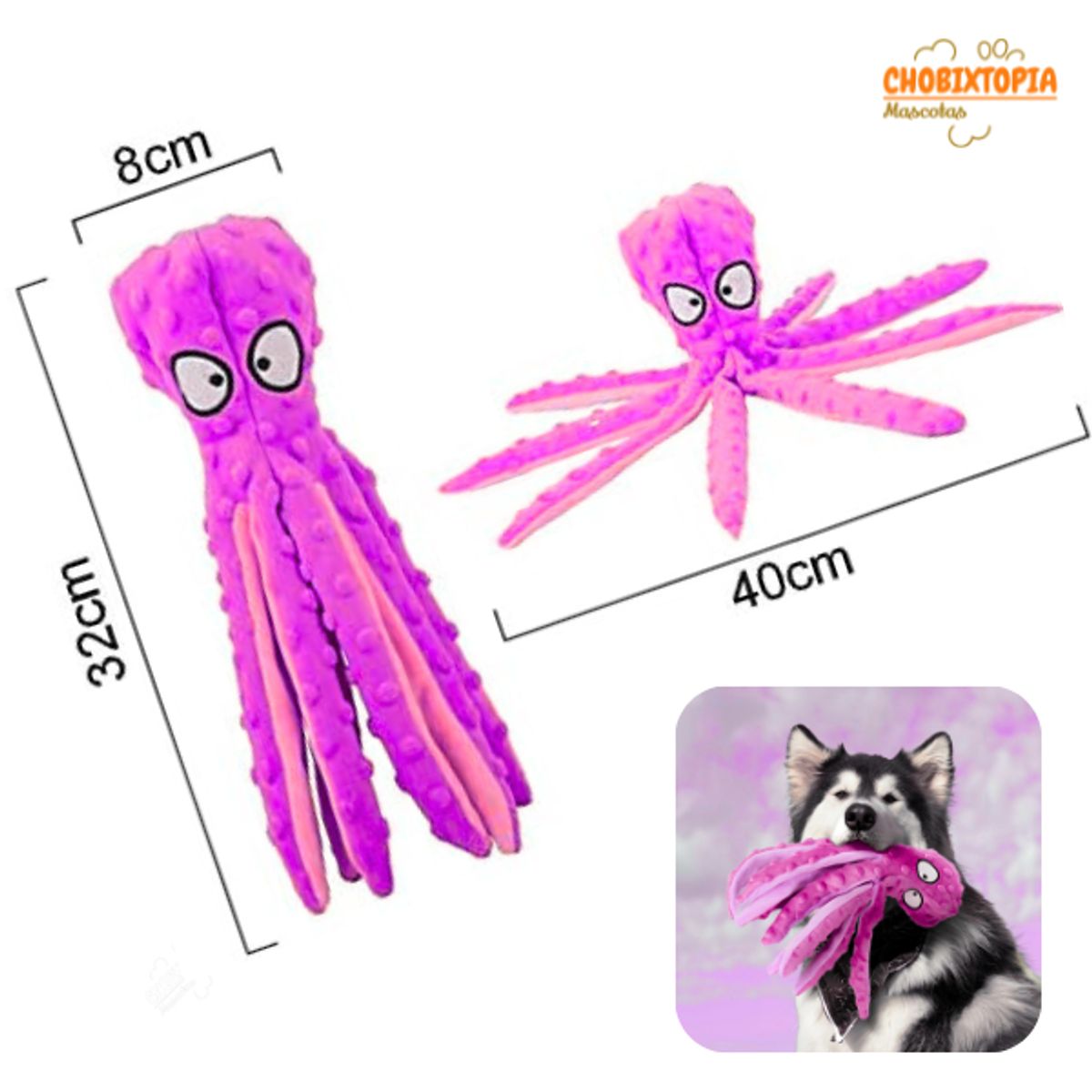 GENERICO - JUGUETE CHIRRIANTE PULPITO SIN RELLENO PARA PERROS ROSA