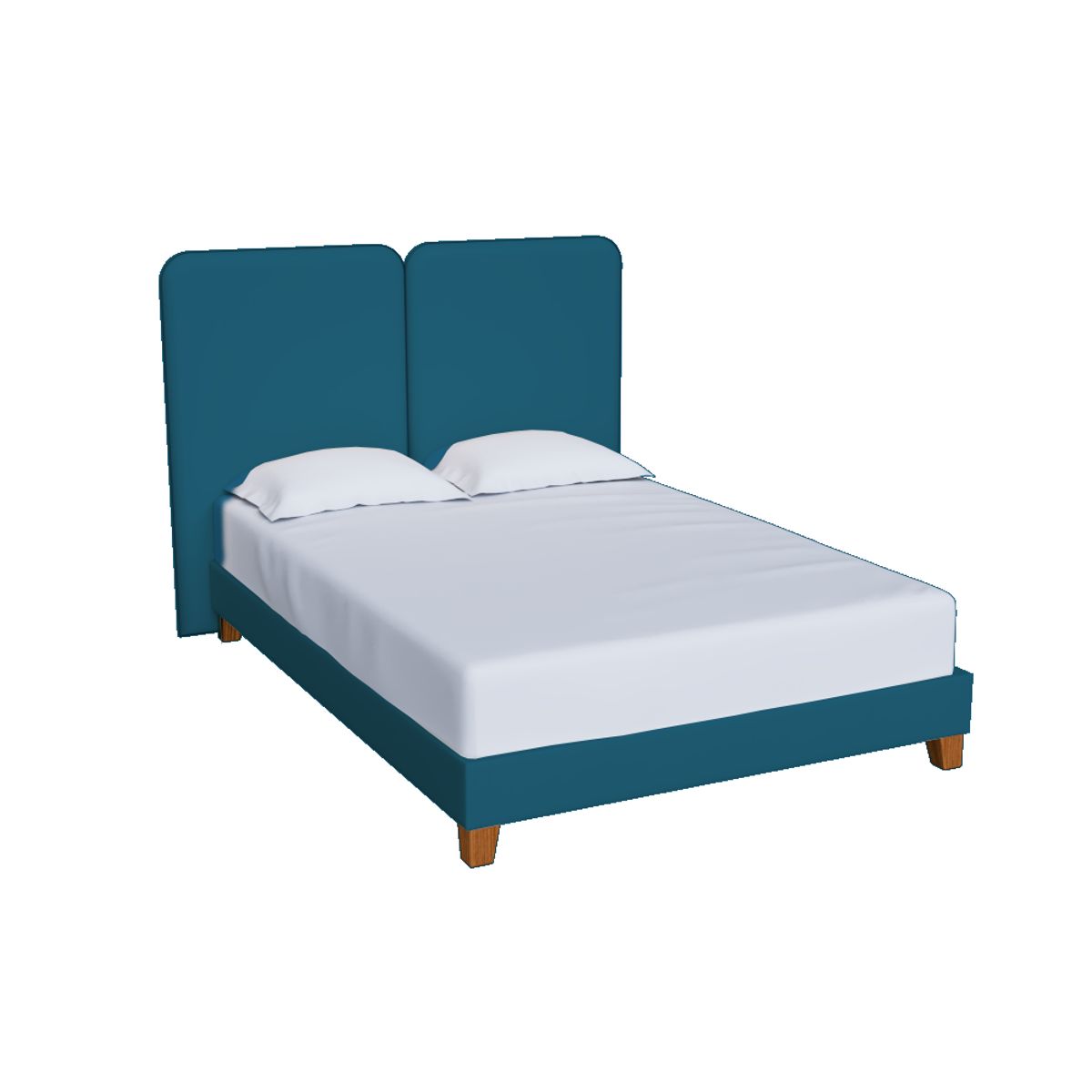 MUEBLES MACRUMO - Cama tapizada Oryen Azul Queen