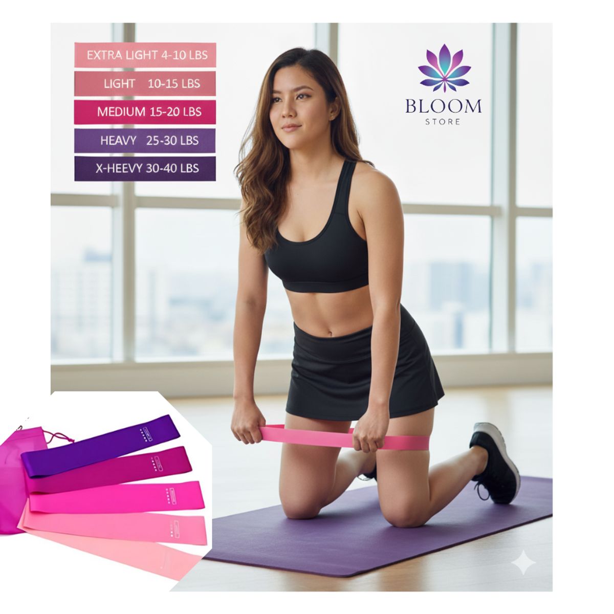YOGA - SET DE BANDAS + PELOTA PILATES TERAPÉUTICA CON INFLADOR MÁXIMA CALIDAD