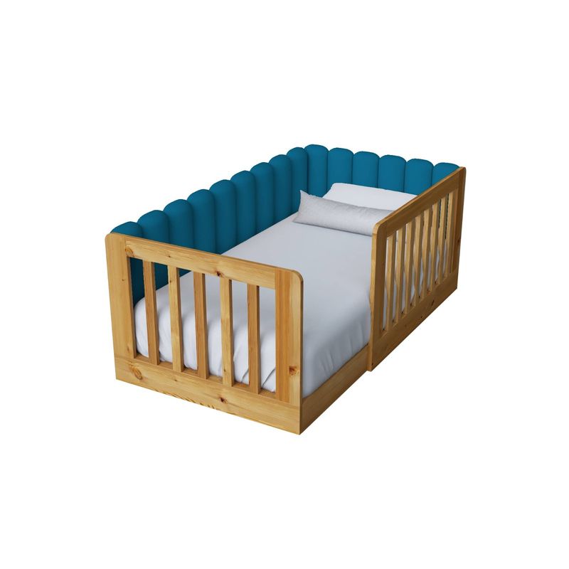 MUEBLES MACRUMO - Cama tapizada Kelar Azul 2plz