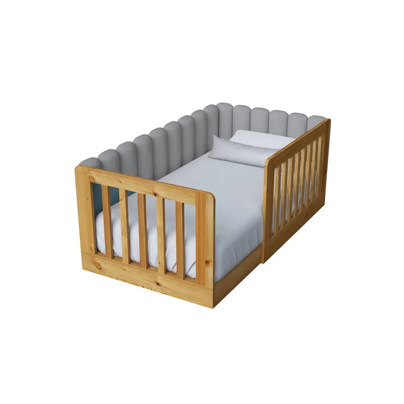 MUEBLES MACRUMO - Cama tapizada Kelar Gris Claro 2plz