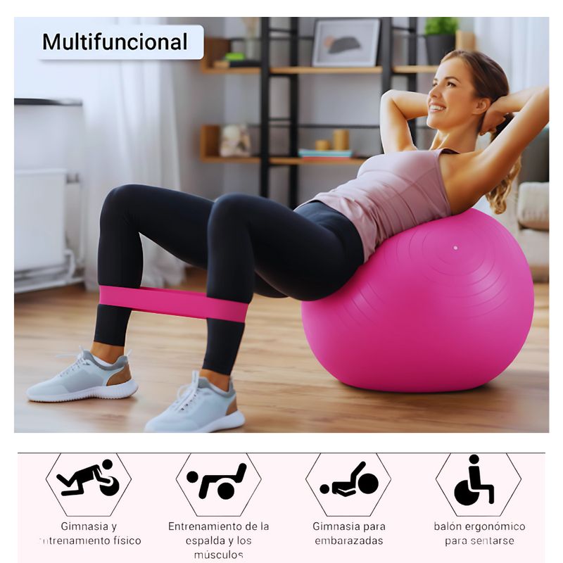YOGA - SET DE BANDAS PREMIUM + PELOTA TERAPÉUTICA MULTIFUNCIONAL