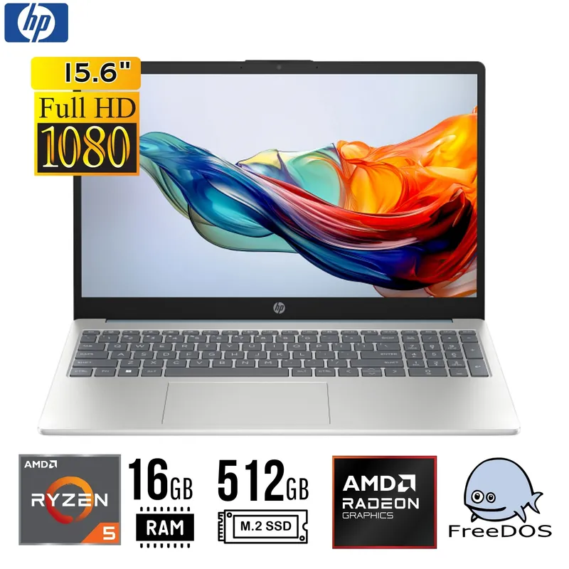 HP - LAPTOP HP 15-fc0256la 15.6" FHD AMD Ryzen 5 7520U 16GB 512GB SSD FREEDOS