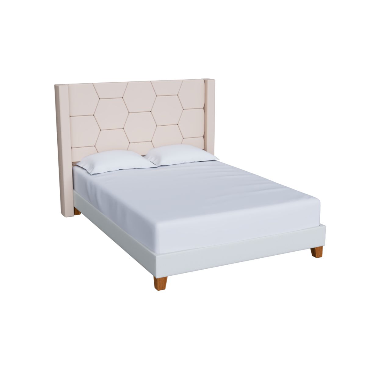 MUEBLES MACRUMO - Cama tapizada Nurei Beige 2plz