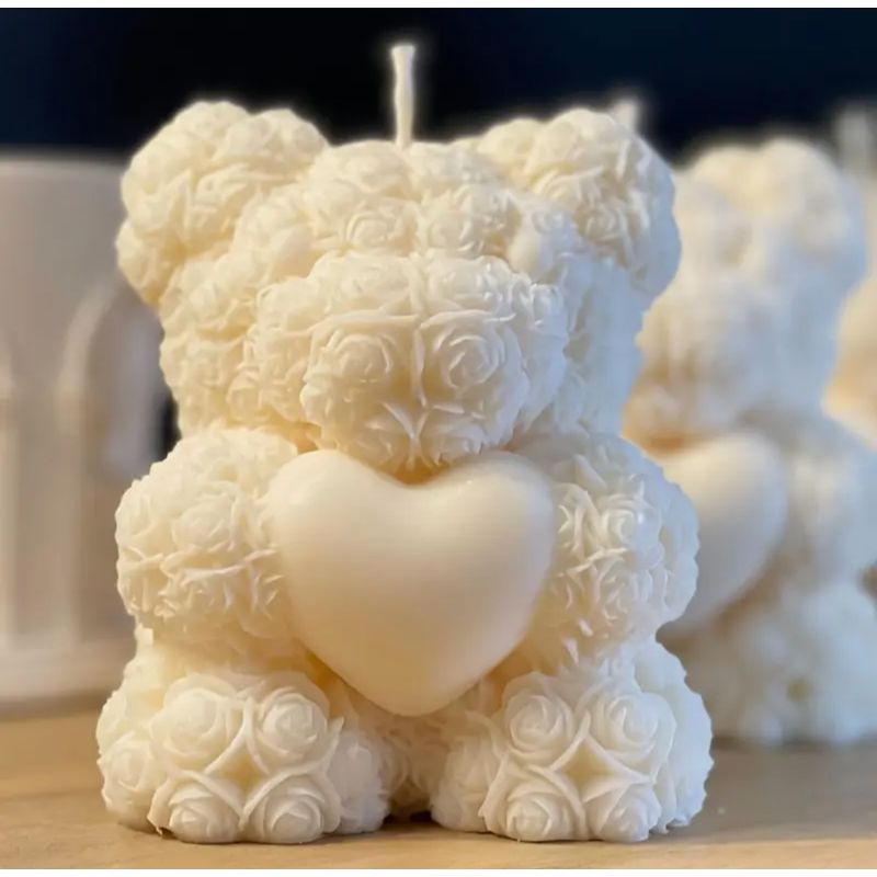 GENERICO - Vela Osito Floral Hecha a mano