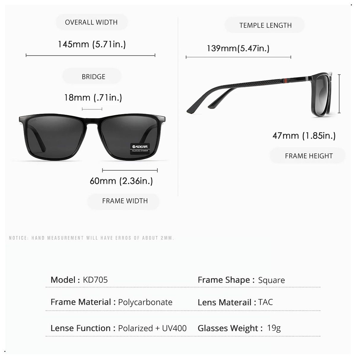 GENERICO - Lentes Gafas De Sol Polarizado Proteccion Uv400 Kdeam Unisex