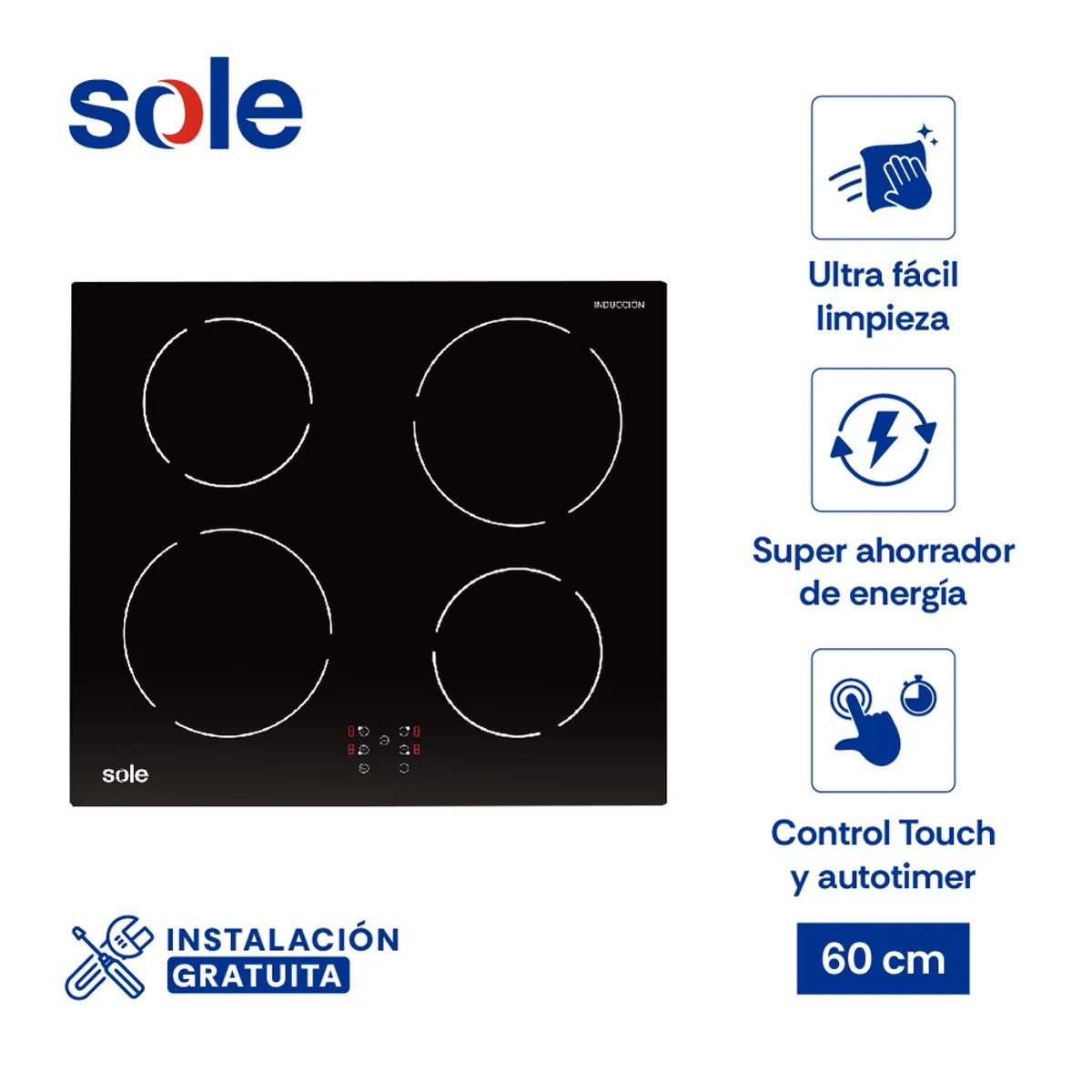 SOLE - Encimera Sole Inducción 60 Cm 4 Hornillas