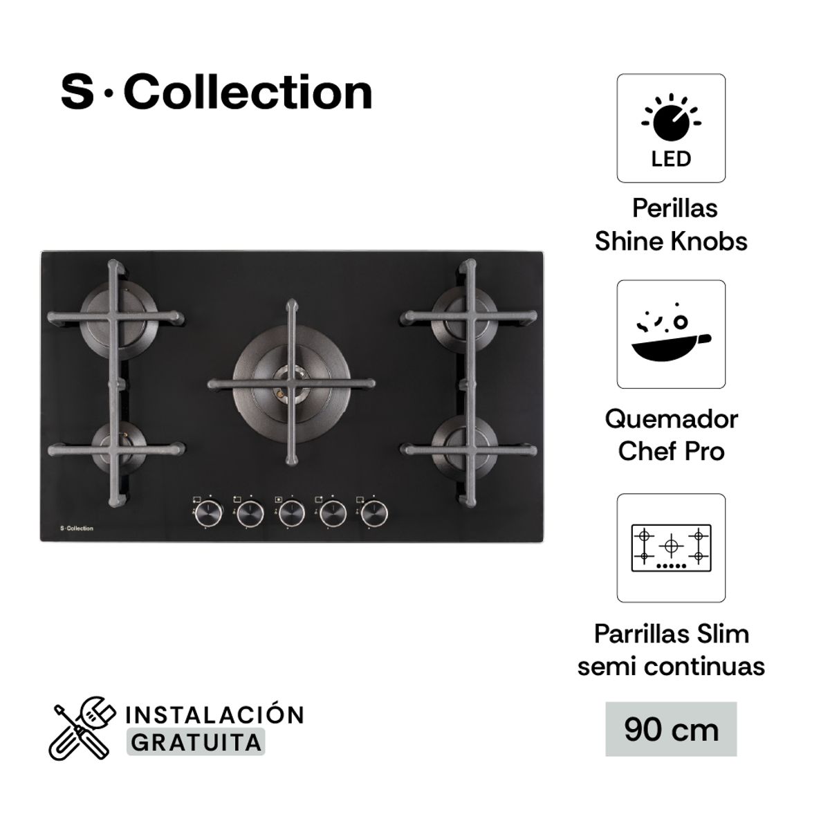 SOLE - Encimera Scollection Pureblack Smart Connected 90