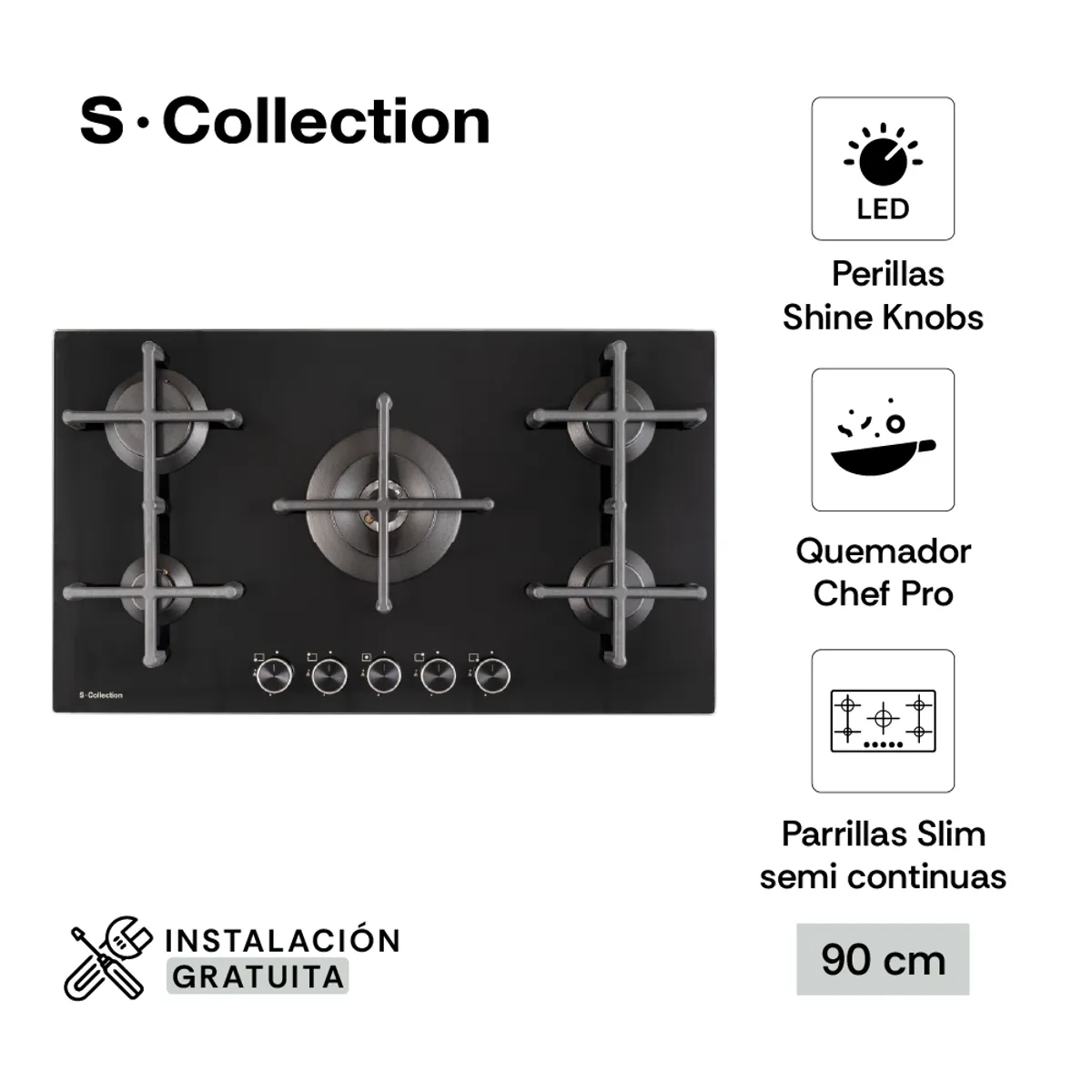 SOLE - Encimera Scollection Pureblack Smart Connected 90