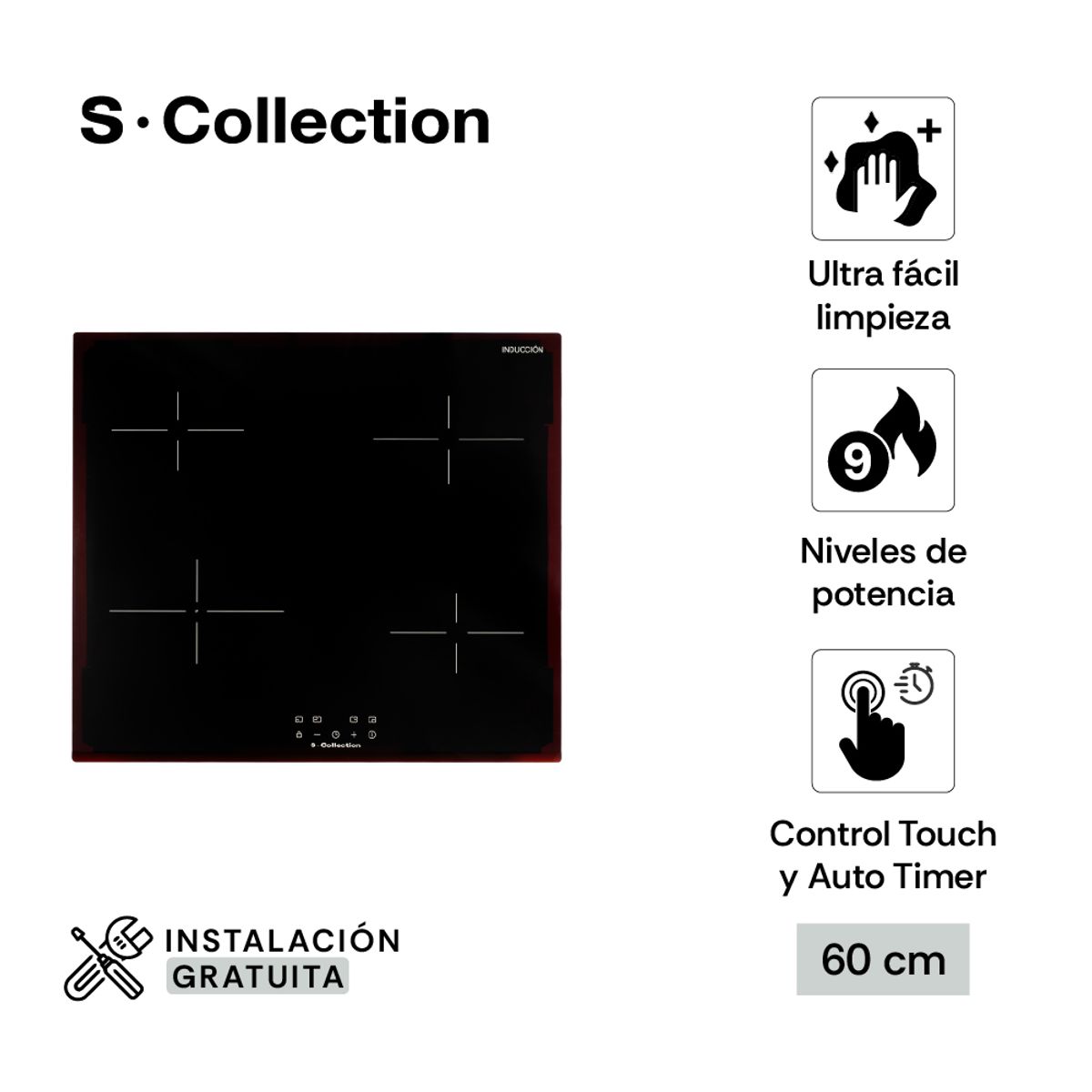 SCOLLECTION - Encimera Vitrocerámica de Inducción S-Collection 60 Cm cTimer