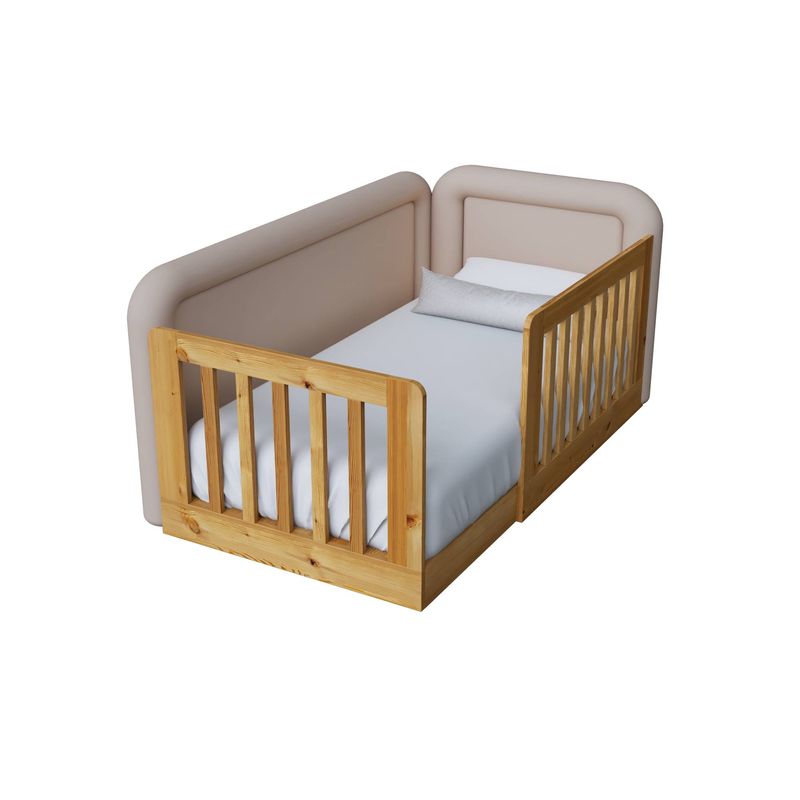 MUEBLES MACRUMO - Cama tapizada Tavos Gris Claro 15plz