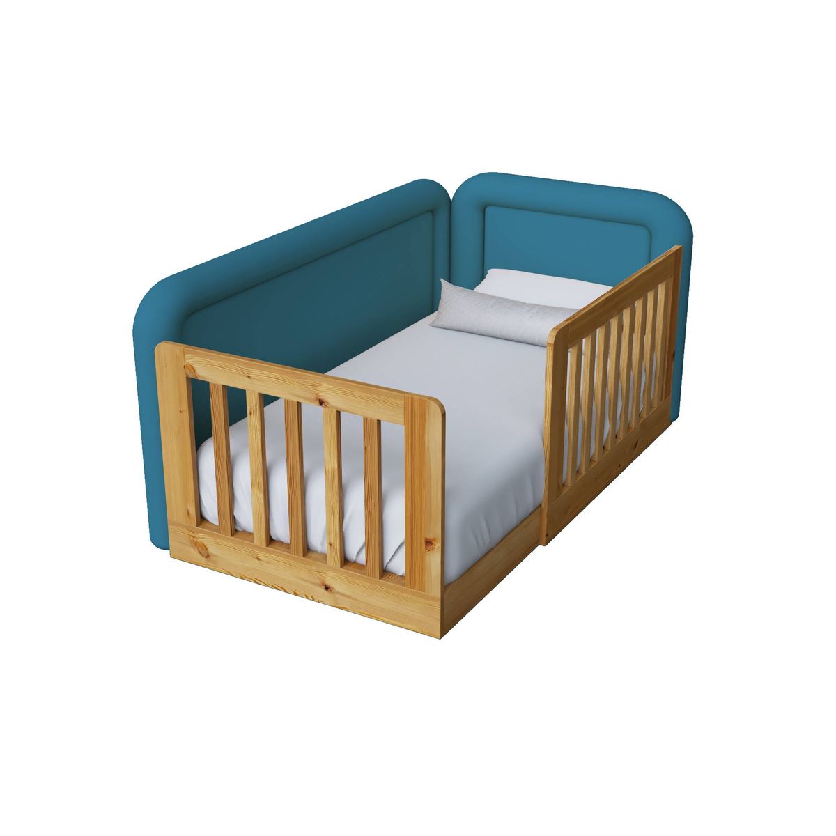 MUEBLES MACRUMO - Cama tapizada Tavos Azul 2plz