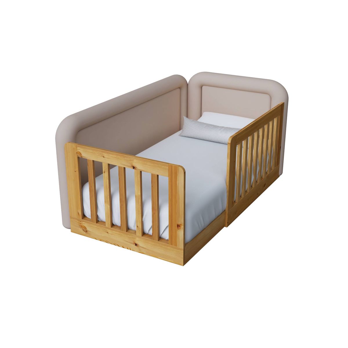 MUEBLES MACRUMO - Cama tapizada Tavos Gris Claro 2plz