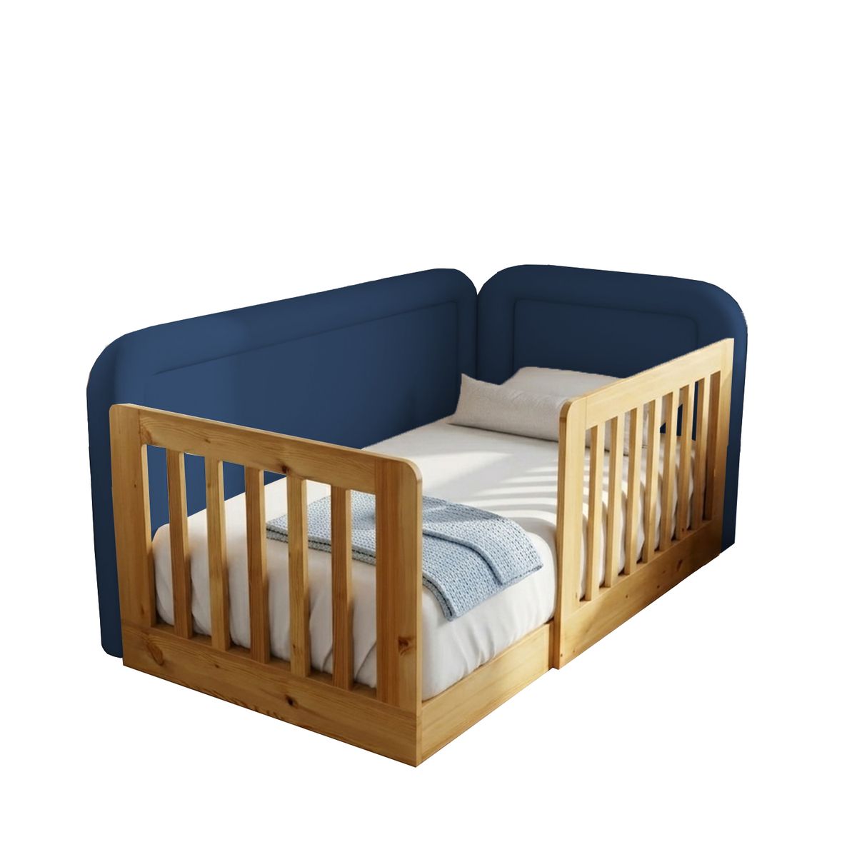 MUEBLES MACRUMO - Cama tapizada Tavos Azul King