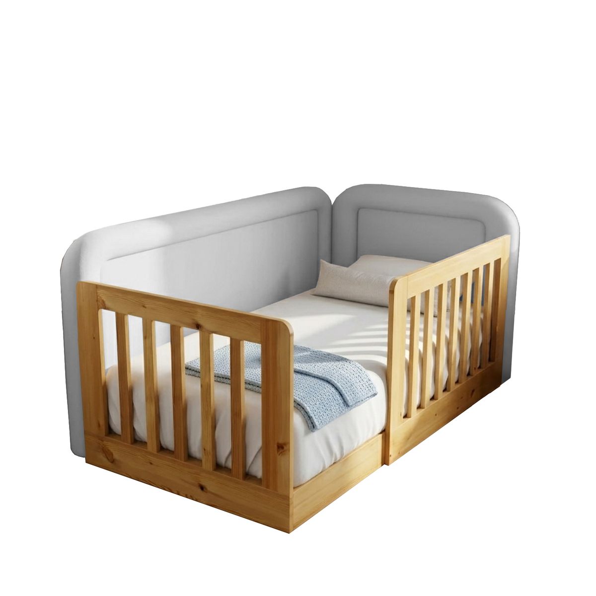 MUEBLES MACRUMO - Cama tapizada Tavos Gris Claro King