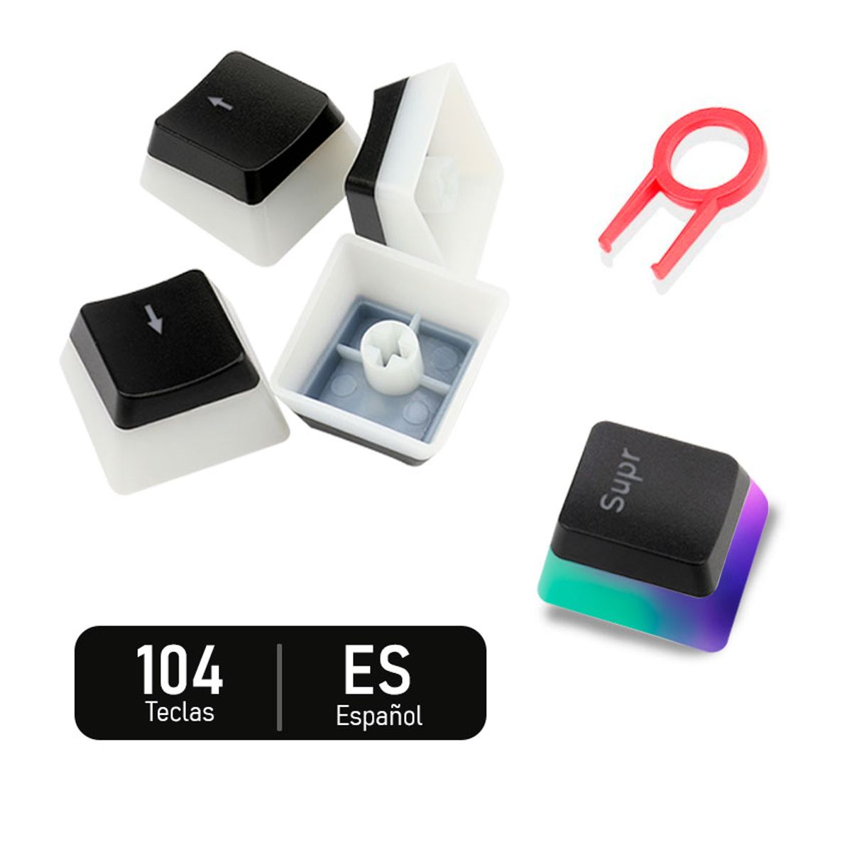 REDRAGON - Keycaps Teclas Redragon SCARAB Español Latam A130B-SP Negro