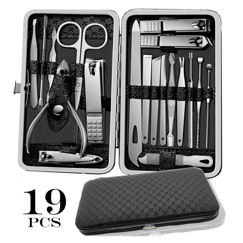 GENERICO - Set Manicura Pedicura Acero Inoxidable 19 Piezas Cortauñas