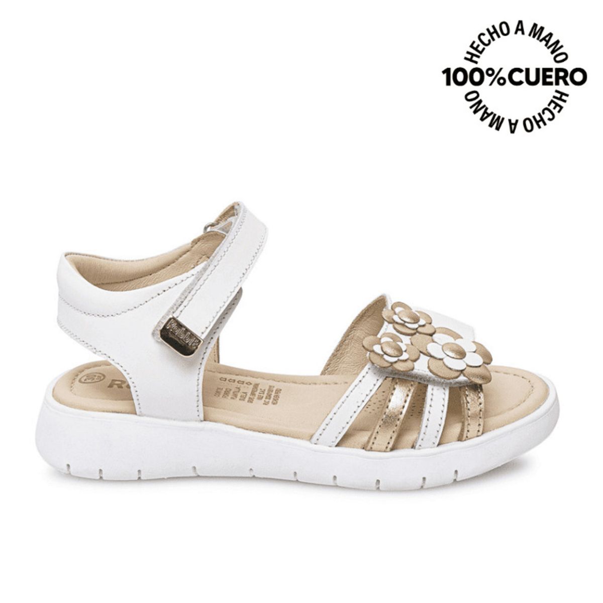 ADV - Sandalia Dorsay Casual MIA-2608 BlancoDorado Rabbit Cuero