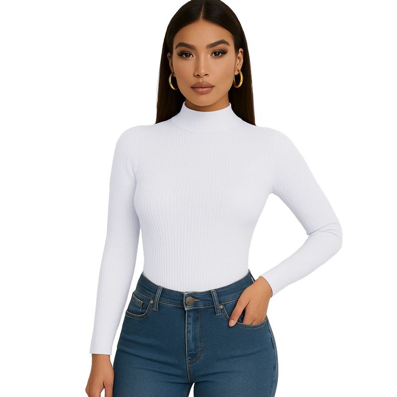 GENERICO - Polo Cafarena Manga Larga Rib Grueso Sab-16 Color Blanco