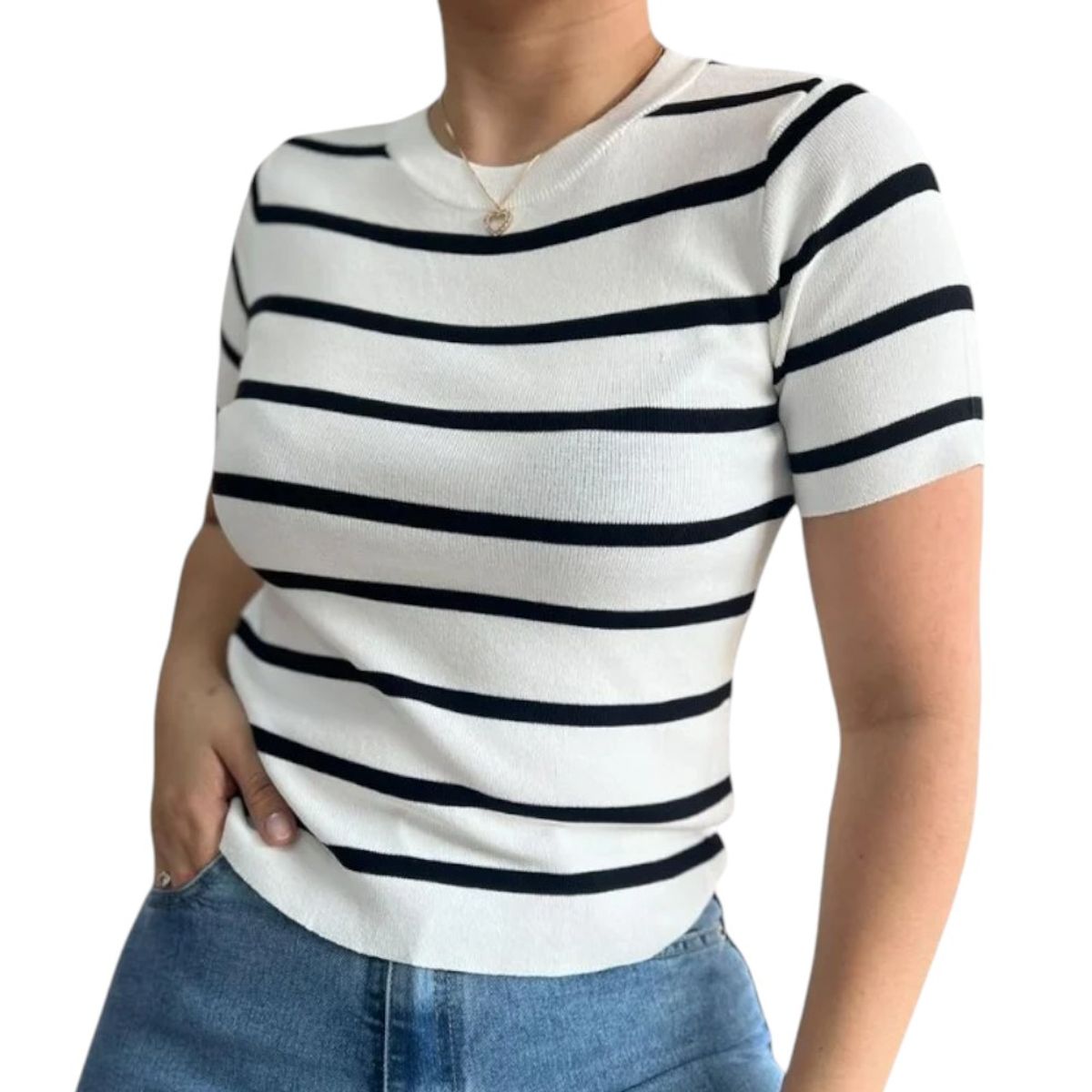 GENERICO - Polo Mujer Hilo 43Sot1 Gab-18 Rayas Blanco