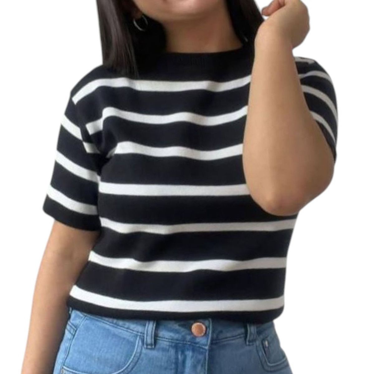 GENERICO - Polo Mujer Hilo 43Sot1 Gab-18 Rayas Negro