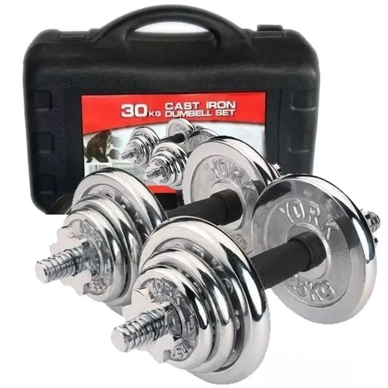 Juego de Mancuernas 30KG Metal Ajustables Pesas Cromadas Maletín - Main Image