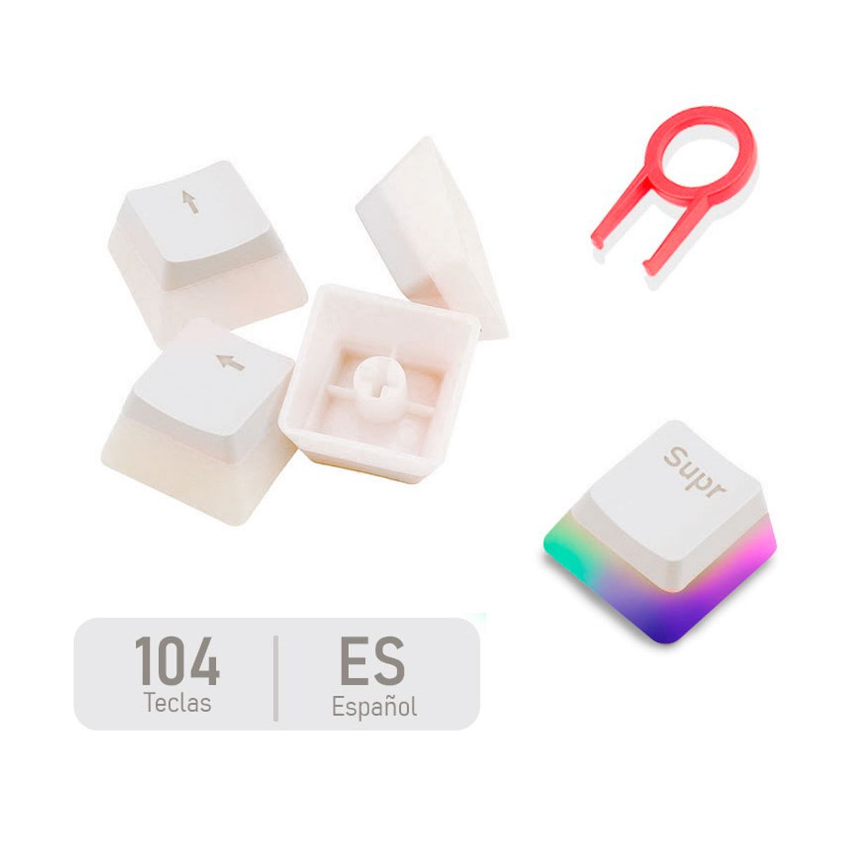 REDRAGON - Keycaps Teclas Redragon SCARAB Blanco Español Latam A130W-SP