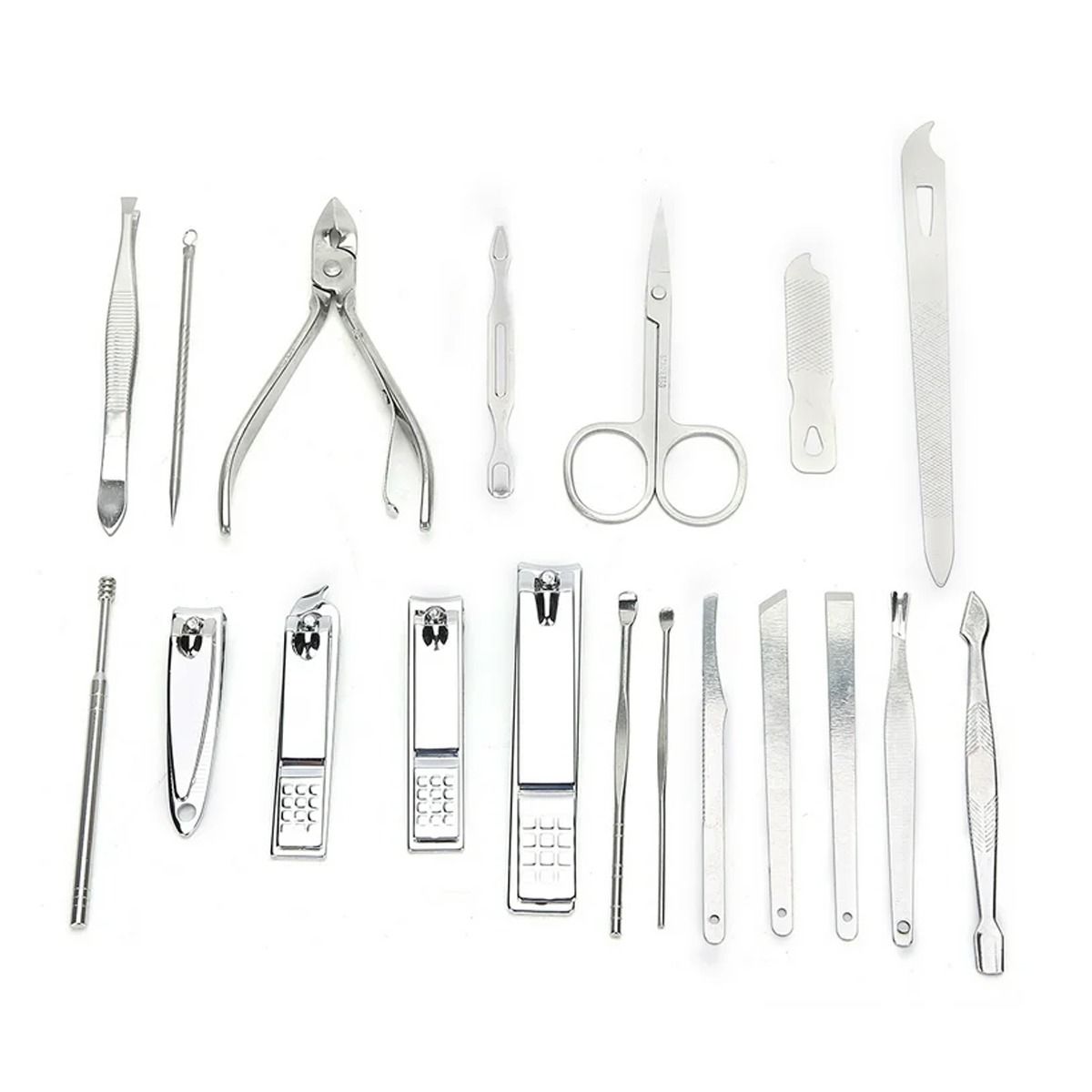 GENERICO - KIT DE MANICURA PEDICURA 19 PIEZAS + ESTUCHE CUERO